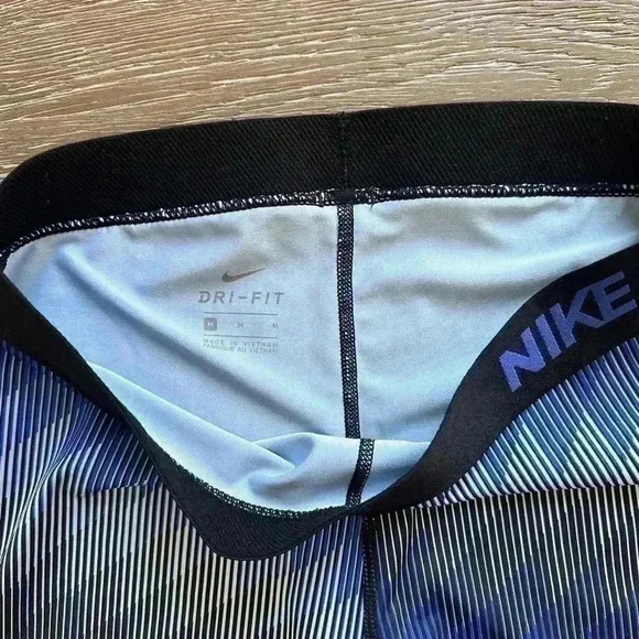 Nike Dri Fit Pro Cropped Leggings Active Performance Womens sz M Blue - Picture 3 of 5